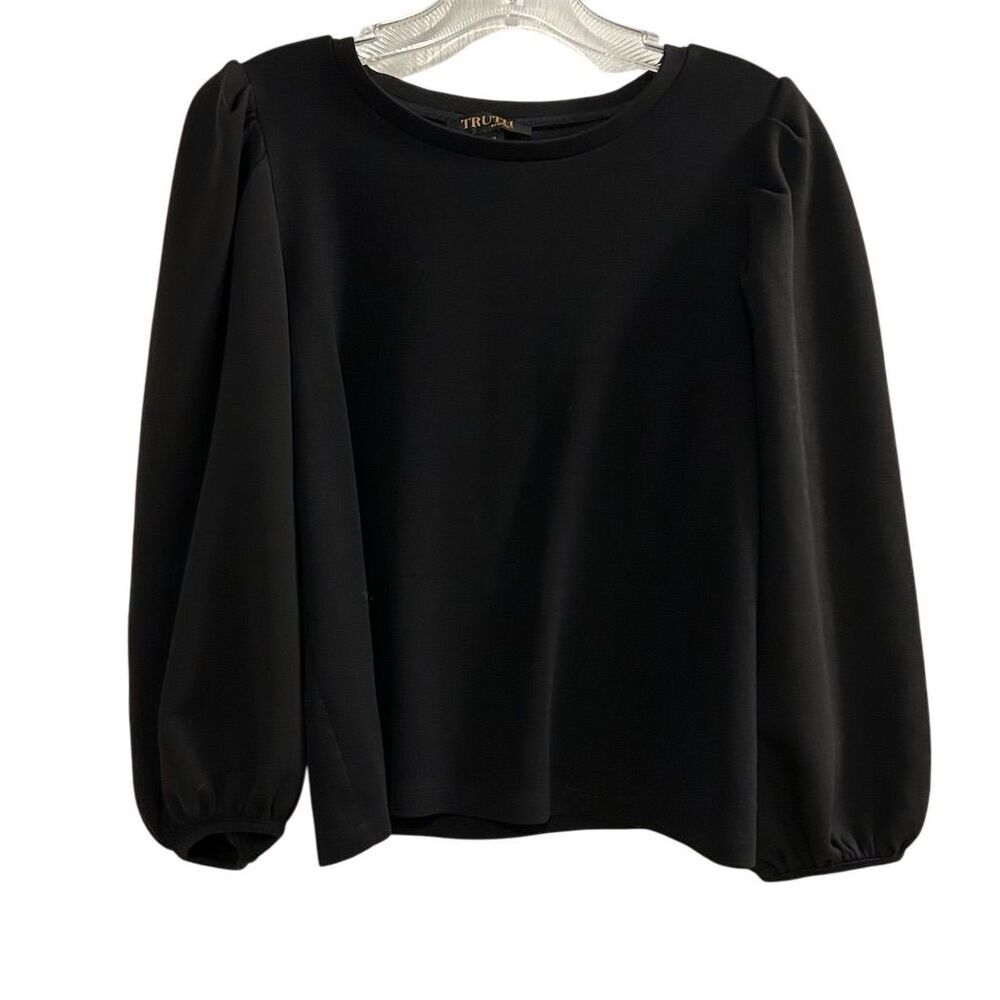 Truth by Republic Women's Black Puff Sleeve Blouse Size‎ L Casual